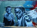 SMFA courtyard wall characters
